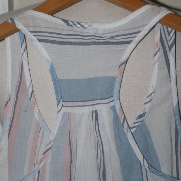 Splendid Nordstrom White Pink Blue Stripe A-Line Racer Back Cotton Gauze Tank XS - Picture 5 of 6